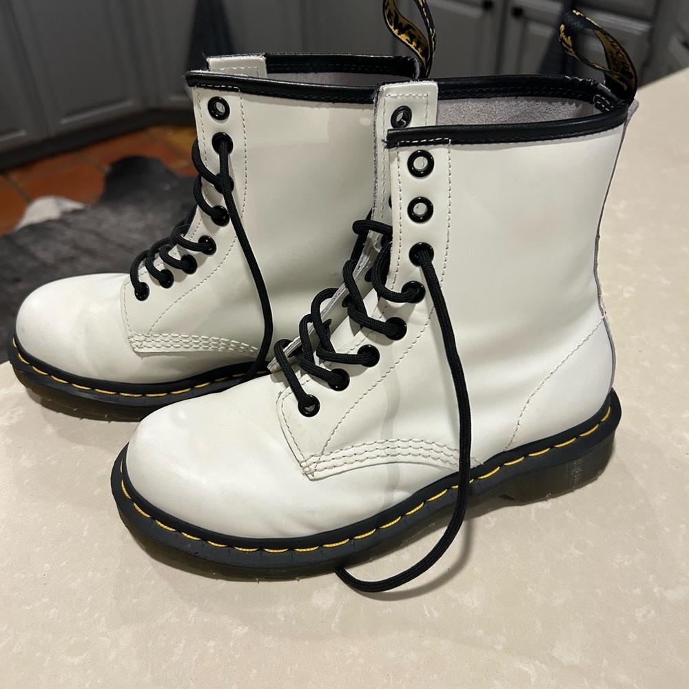 Dr. Martens White Boots with Black Laces